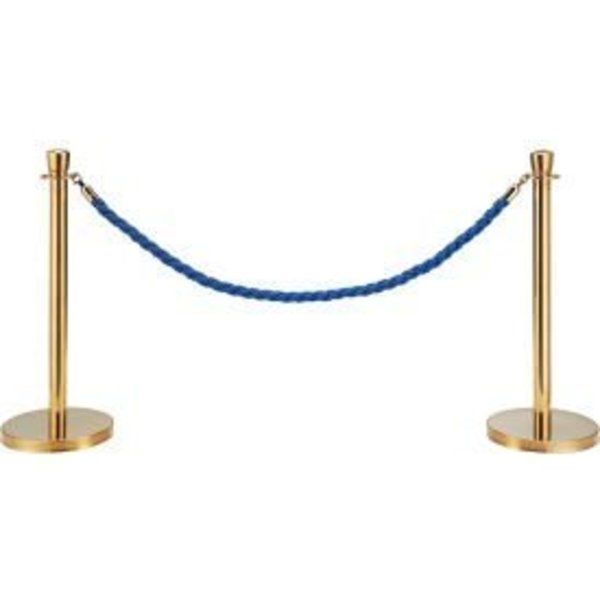 Global Equipment Global Industrial„¢ Blue Vinyl Braided Rope 59" With Ends For Portable Gold Post EK-S2-BL